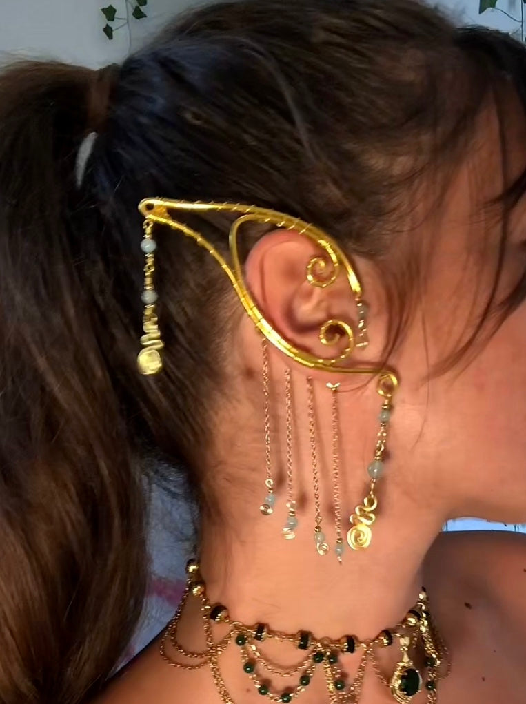 Manchettes d’oreilles Elfiques & Aventurine verte