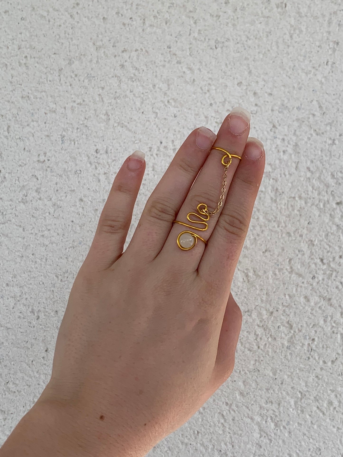 Bague dorée & Pierre de Lune