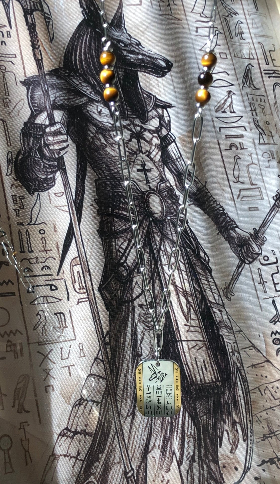 Collier Unisexe « Anubis », Œil de Tigre
