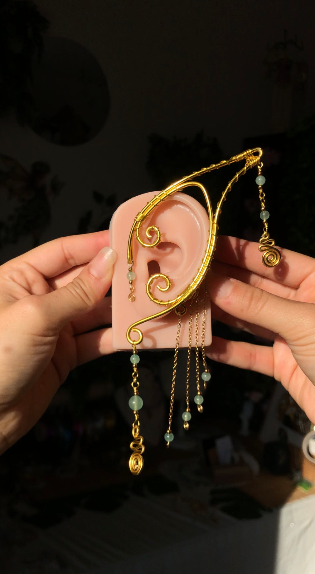 Manchettes d’oreilles Elfiques & Aventurine verte
