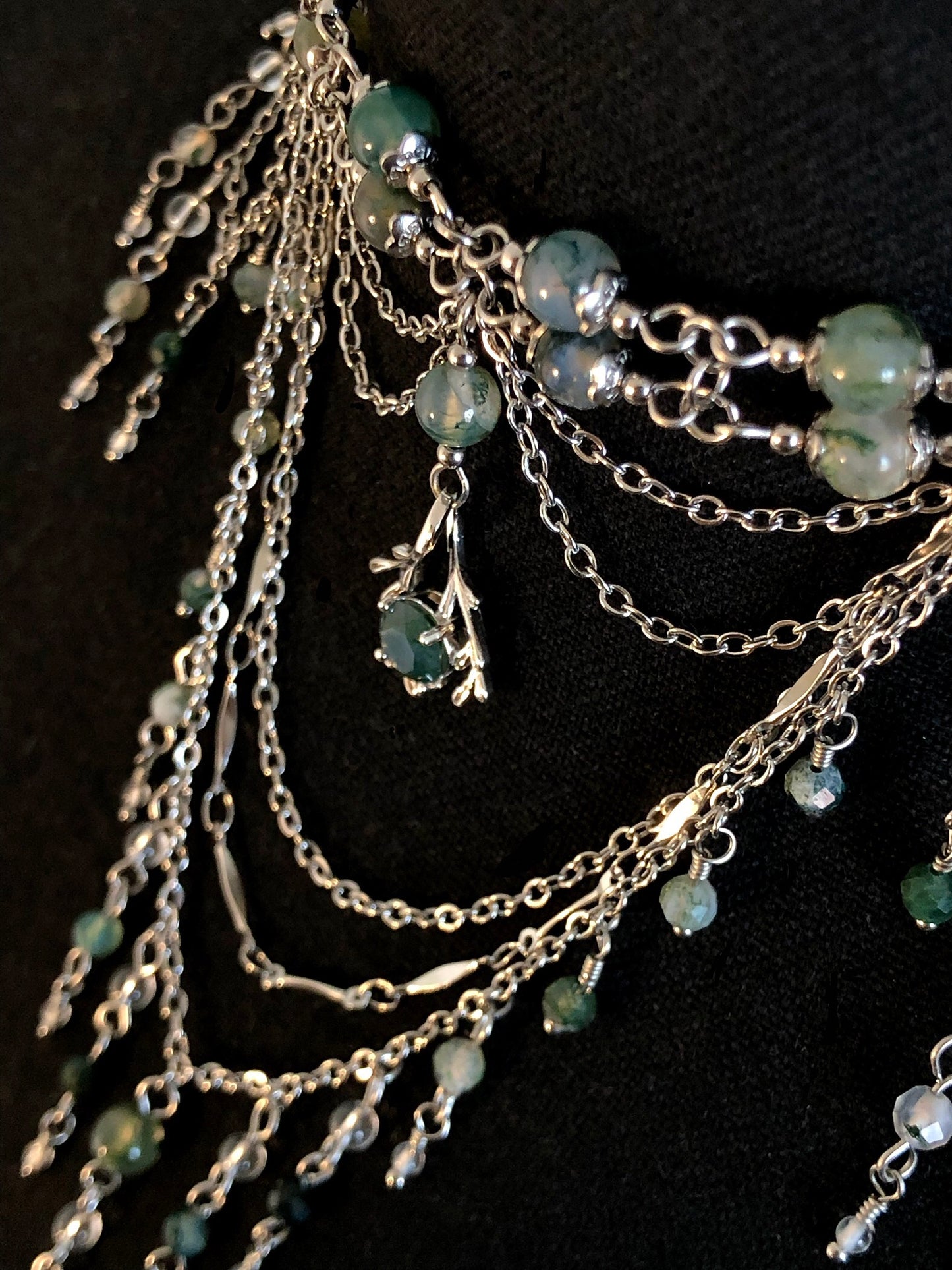 Collier « Gaïa » Agate mousse & Cristal de roche