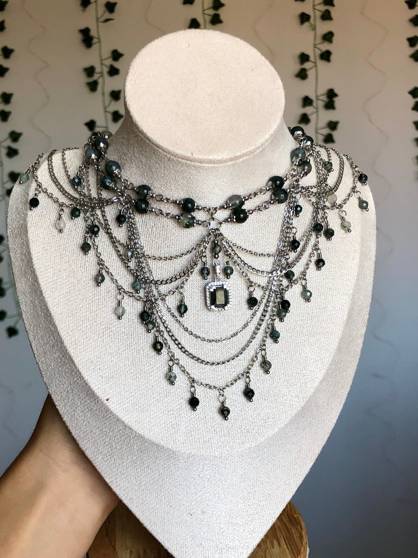 Collier « Déméter » Agate mousse
