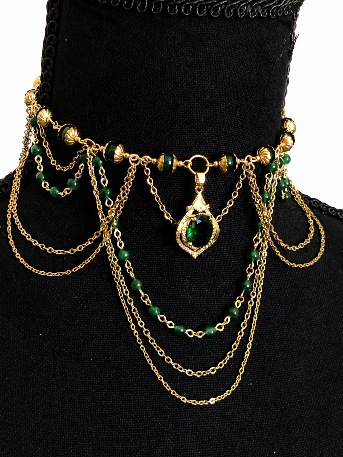 Collier « Muse Impériale » Aventurine verte étoilée