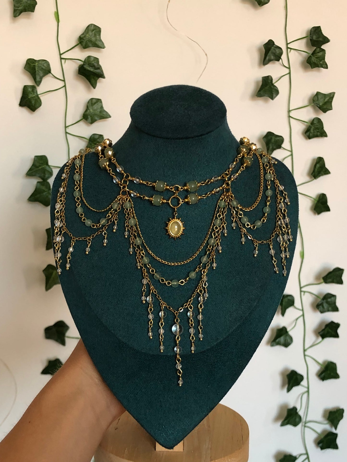 Collier Aventurine verte & Cristal de roche