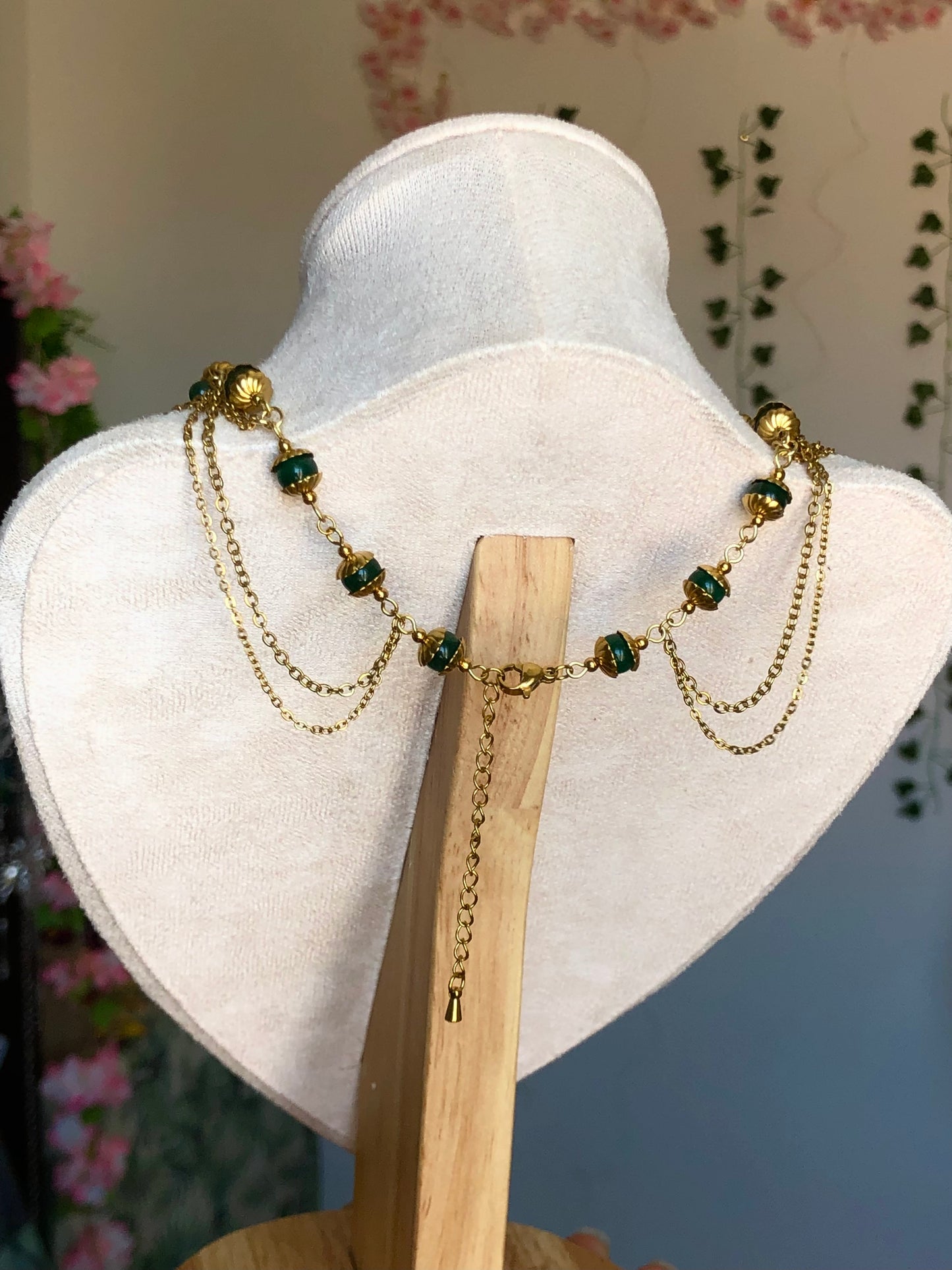 Collier « Muse Impériale » Aventurine verte étoilée