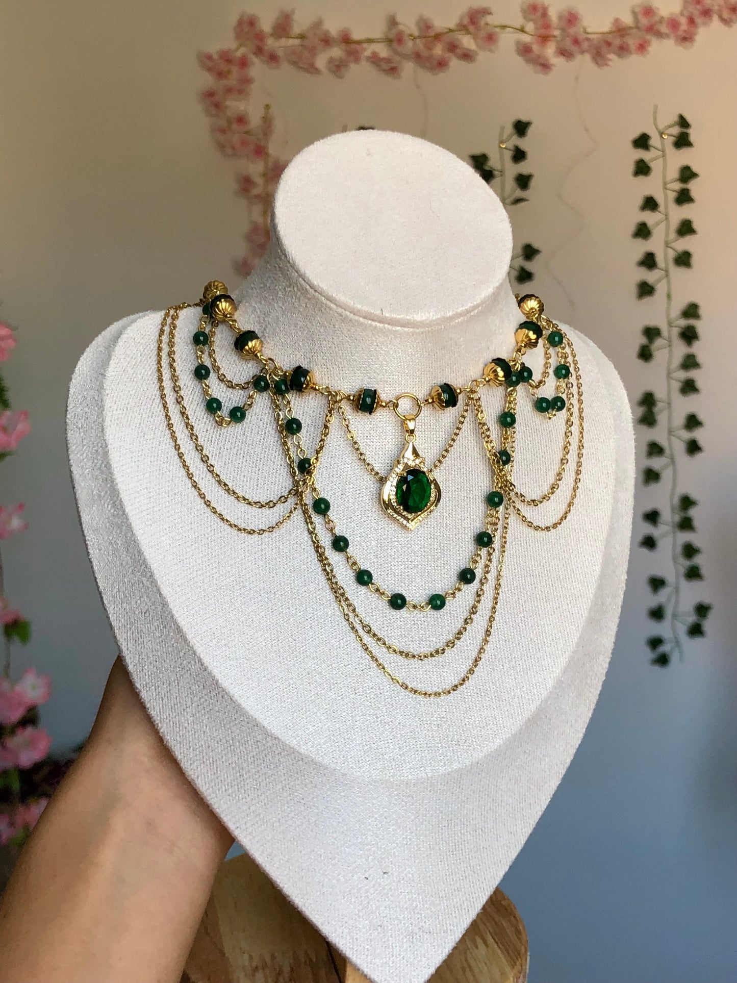 Collier « Muse Impériale » Aventurine verte étoilée