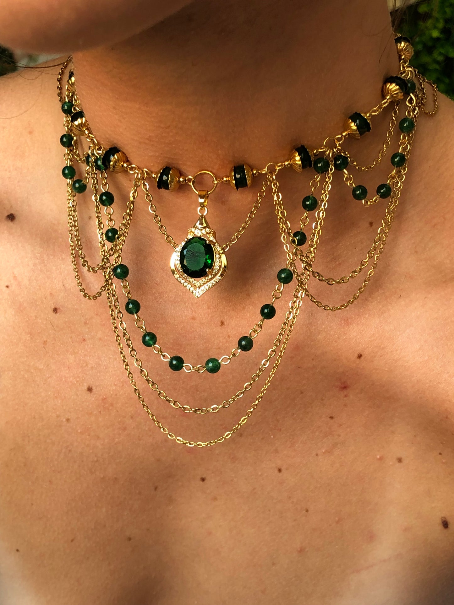 Collier « Muse Impériale » Aventurine verte étoilée