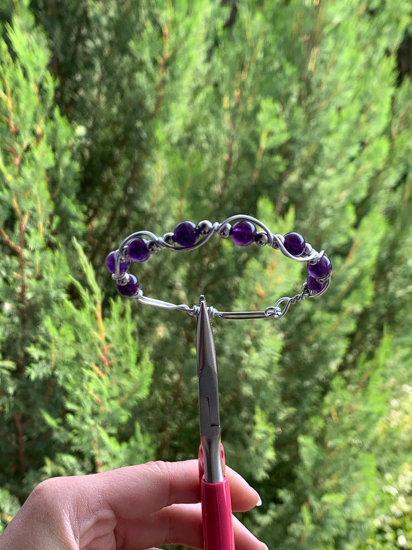 Bracelet Argenté & Améthyste AA