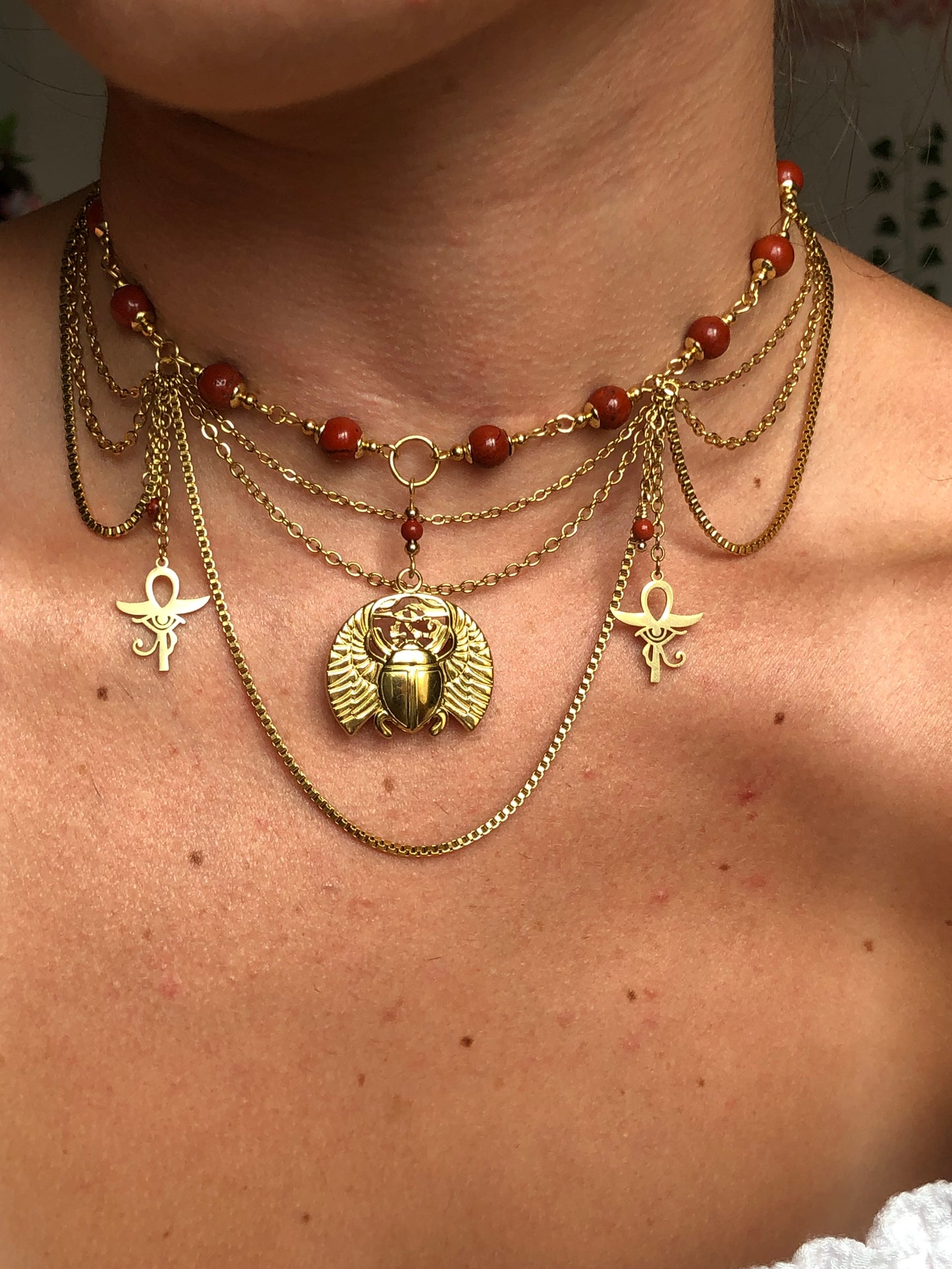 Collier « Khepri » Jaspe rouge