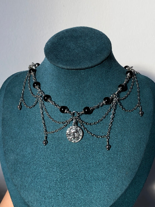 Collier « Sparrow » Obsidienne noire