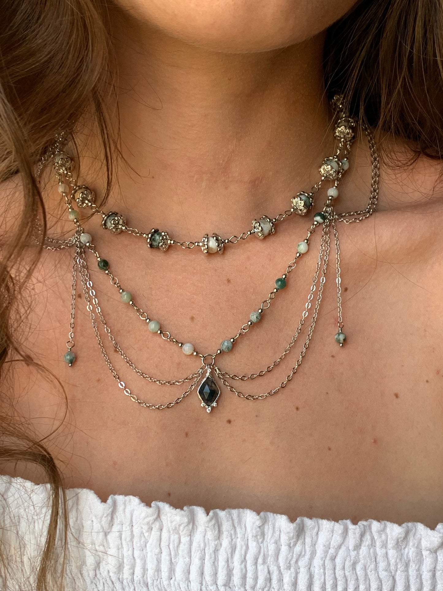 Collier « Déesse Rhiannon »Agate arbre