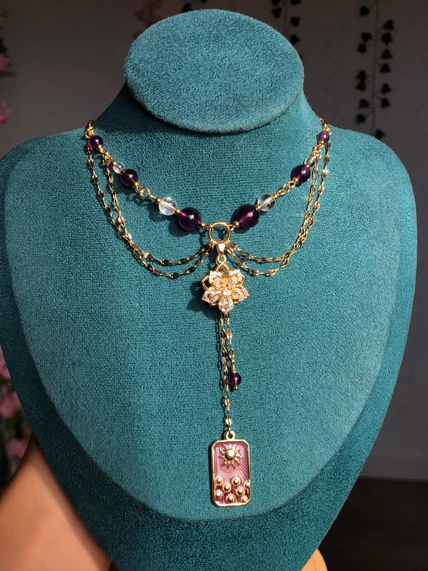 Collier « Raiponce » Améthyste & Cristal de roche