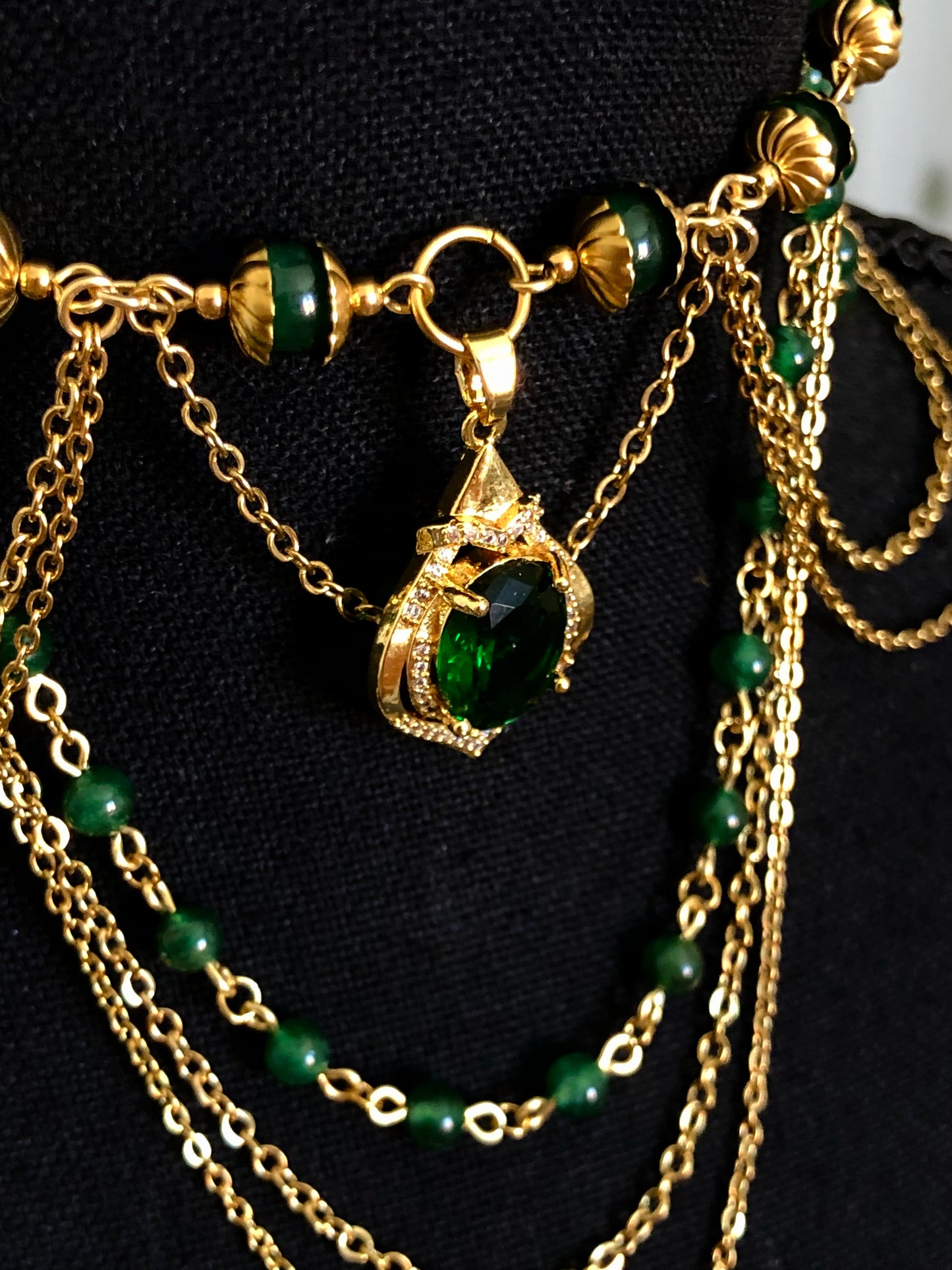 Collier « Muse Impériale » Aventurine verte étoilée