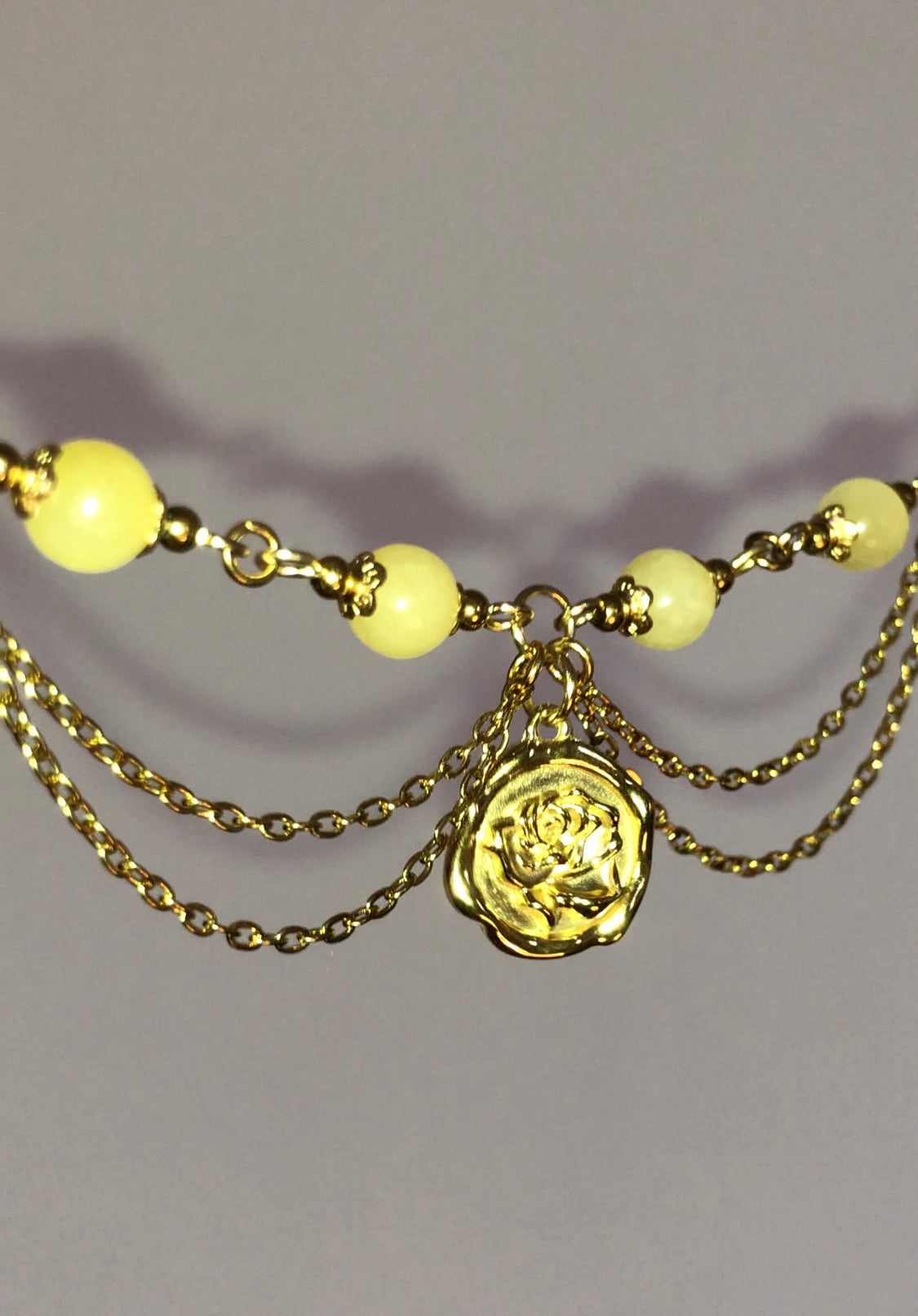 Collier « Belle » Jade jaune