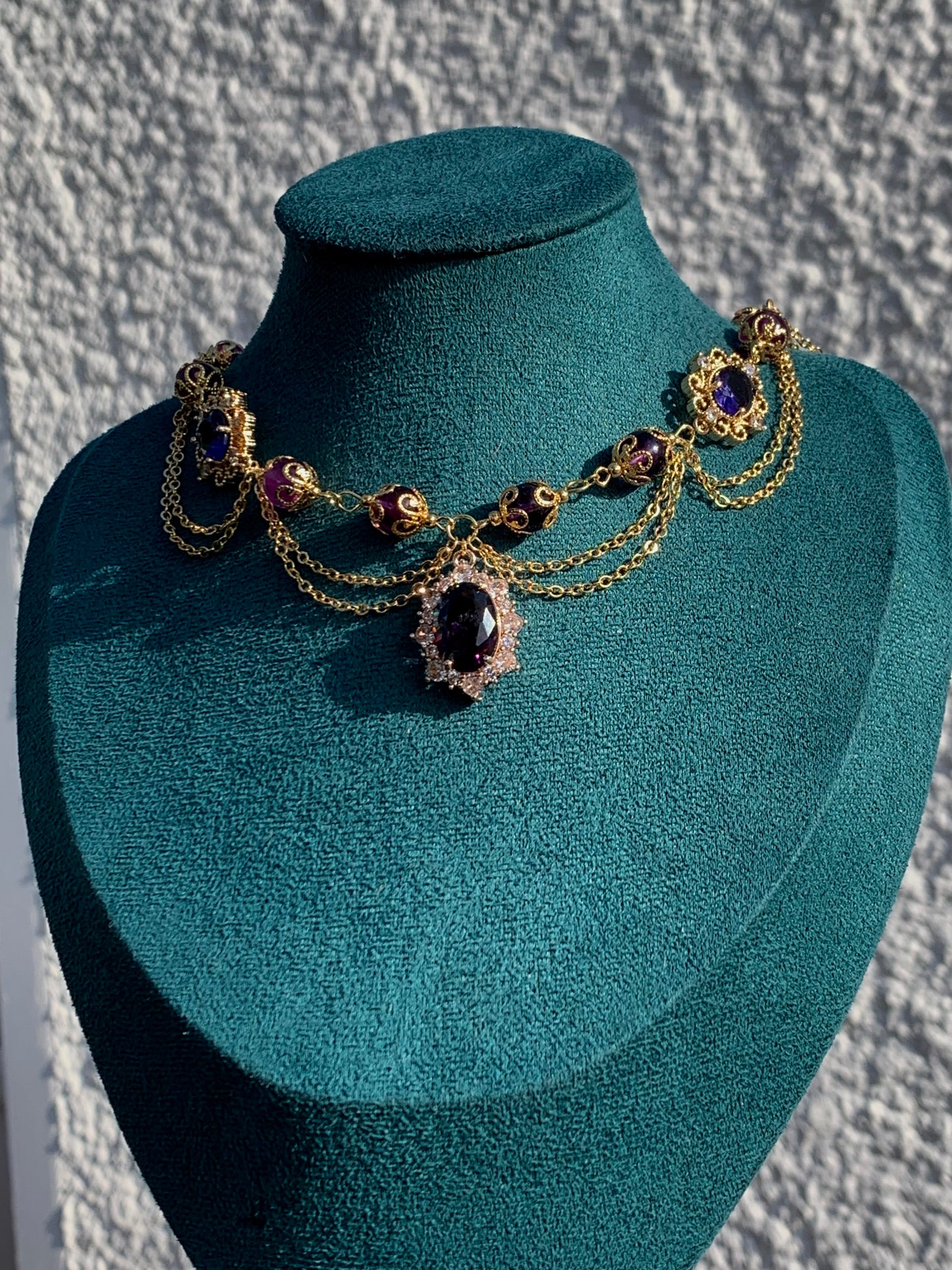Collier « Megara » plaqué or & Améthyste