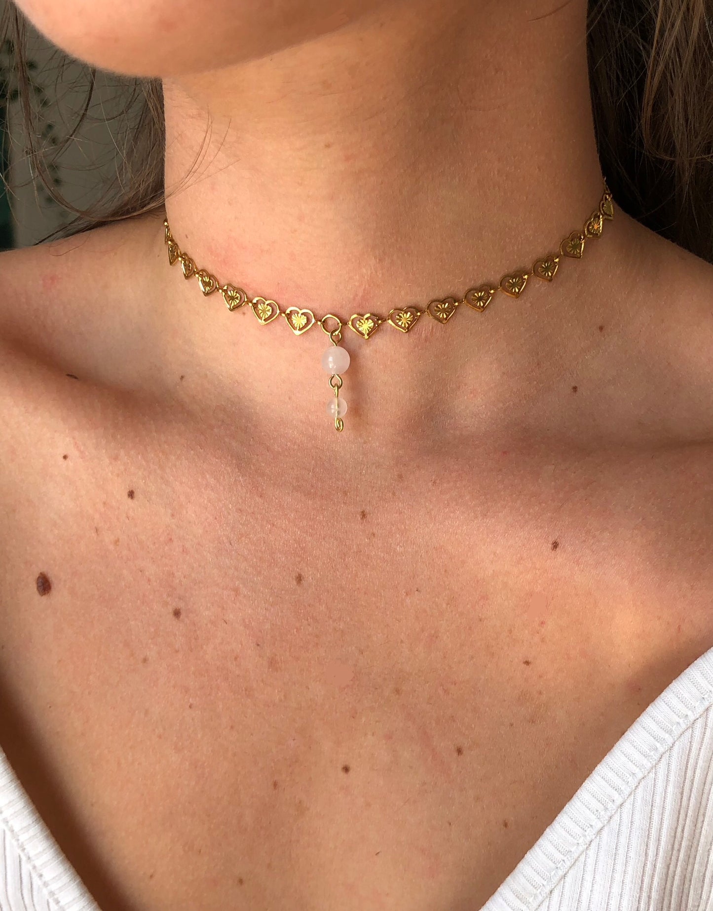 Collier « Amor » Quartz rose