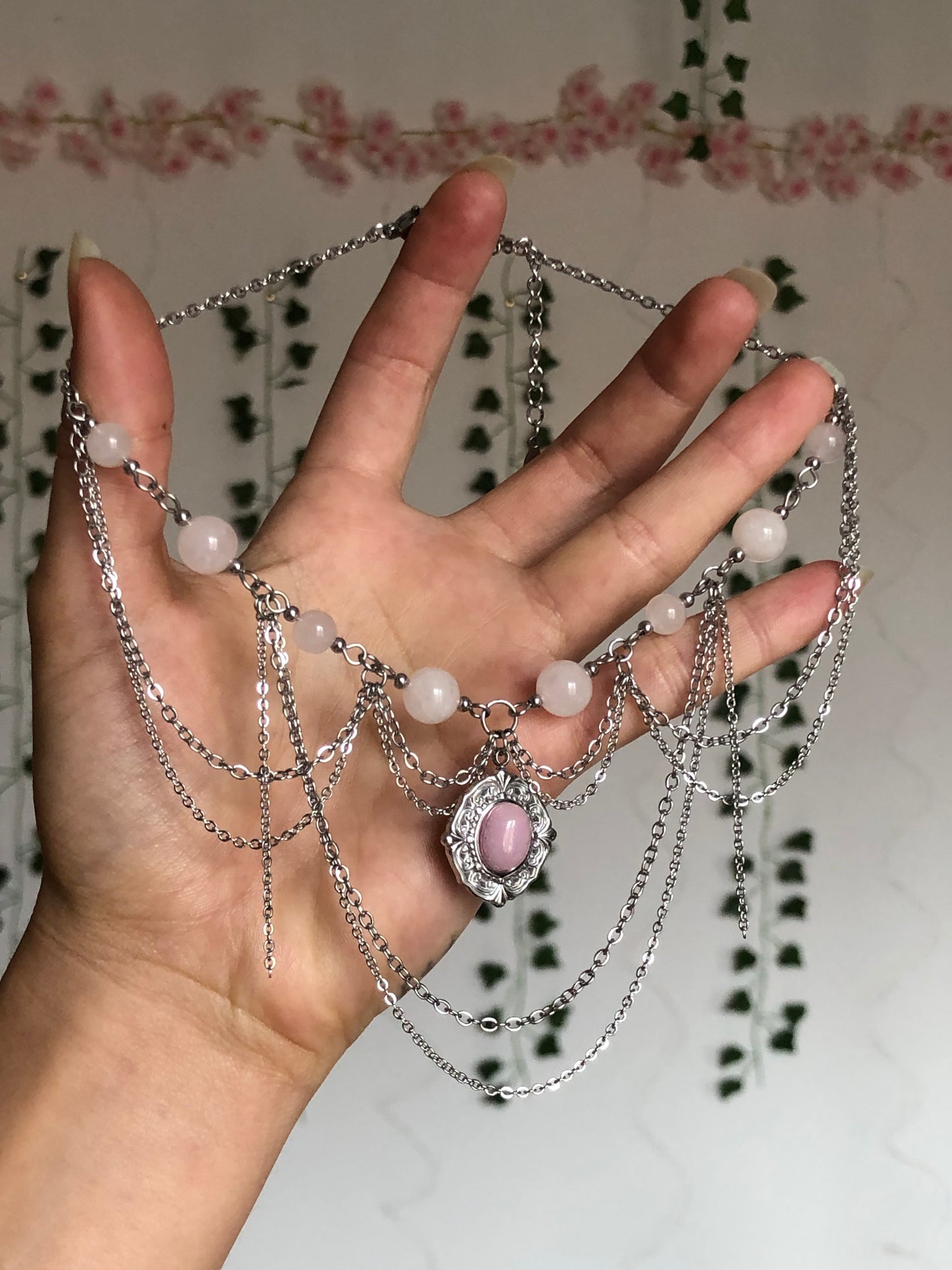 Collier « Vicomtesse » Quartz rose