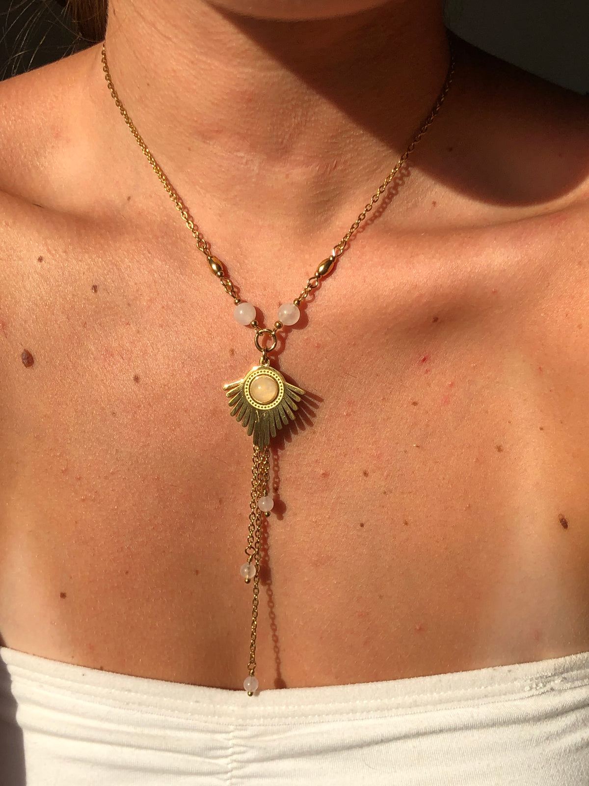 Collier "Ophélia" Quartz rose