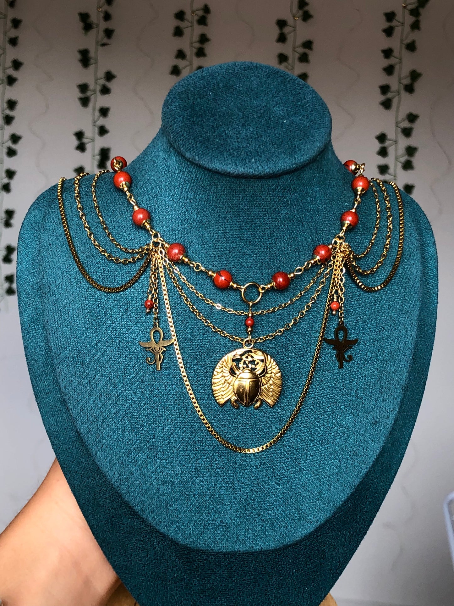 Collier « Khepri » Jaspe rouge