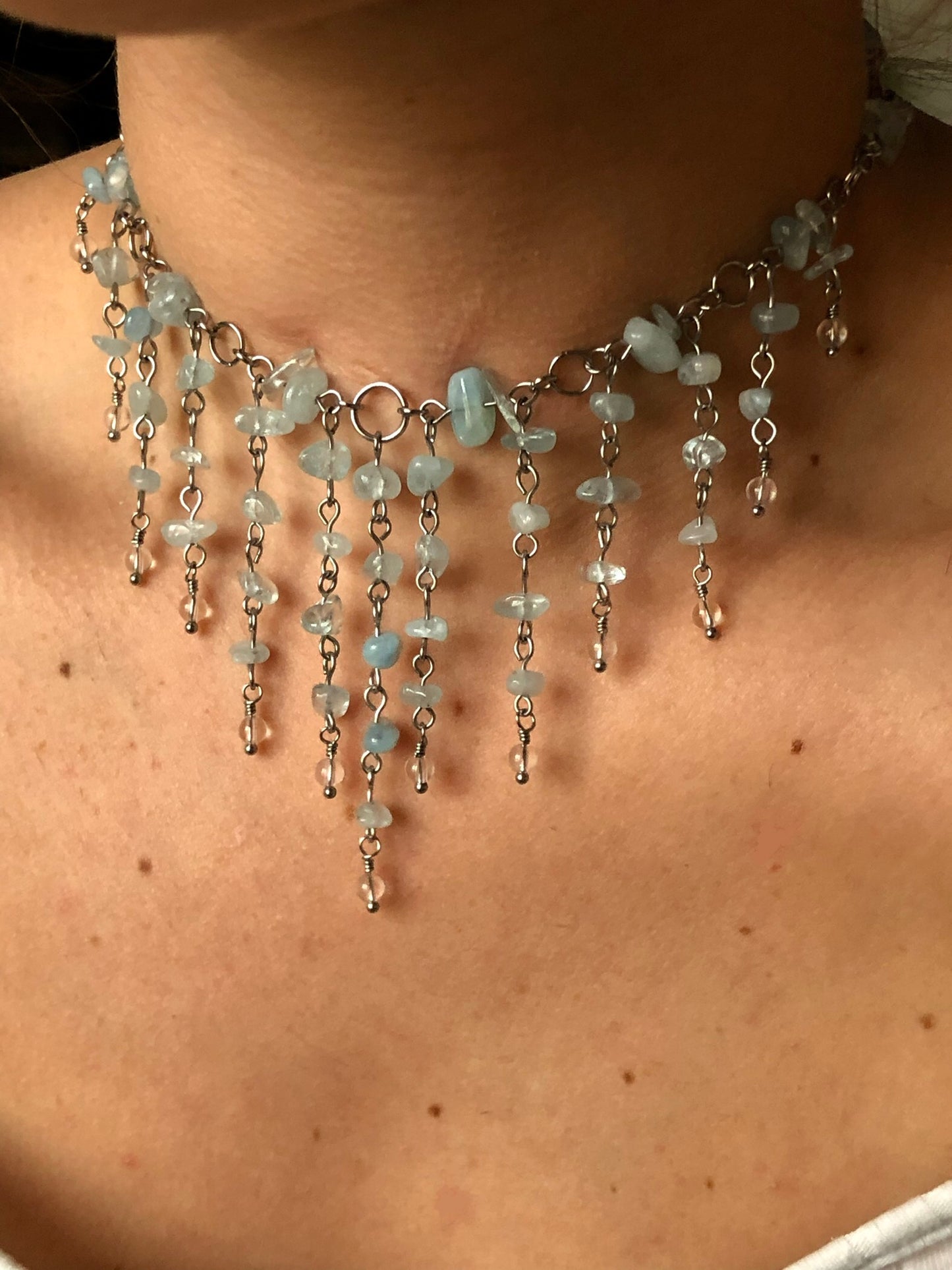 Collier « Atlante » Aigue-marine & Cristal de roche