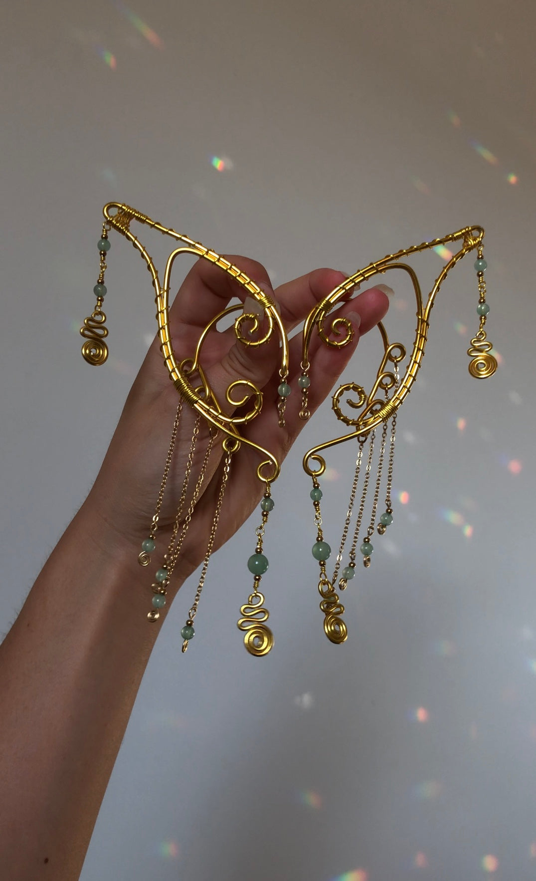 Manchettes d’oreilles Elfiques & Aventurine verte