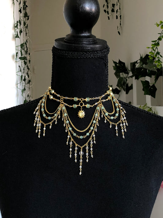 Collier Aventurine verte & Cristal de roche