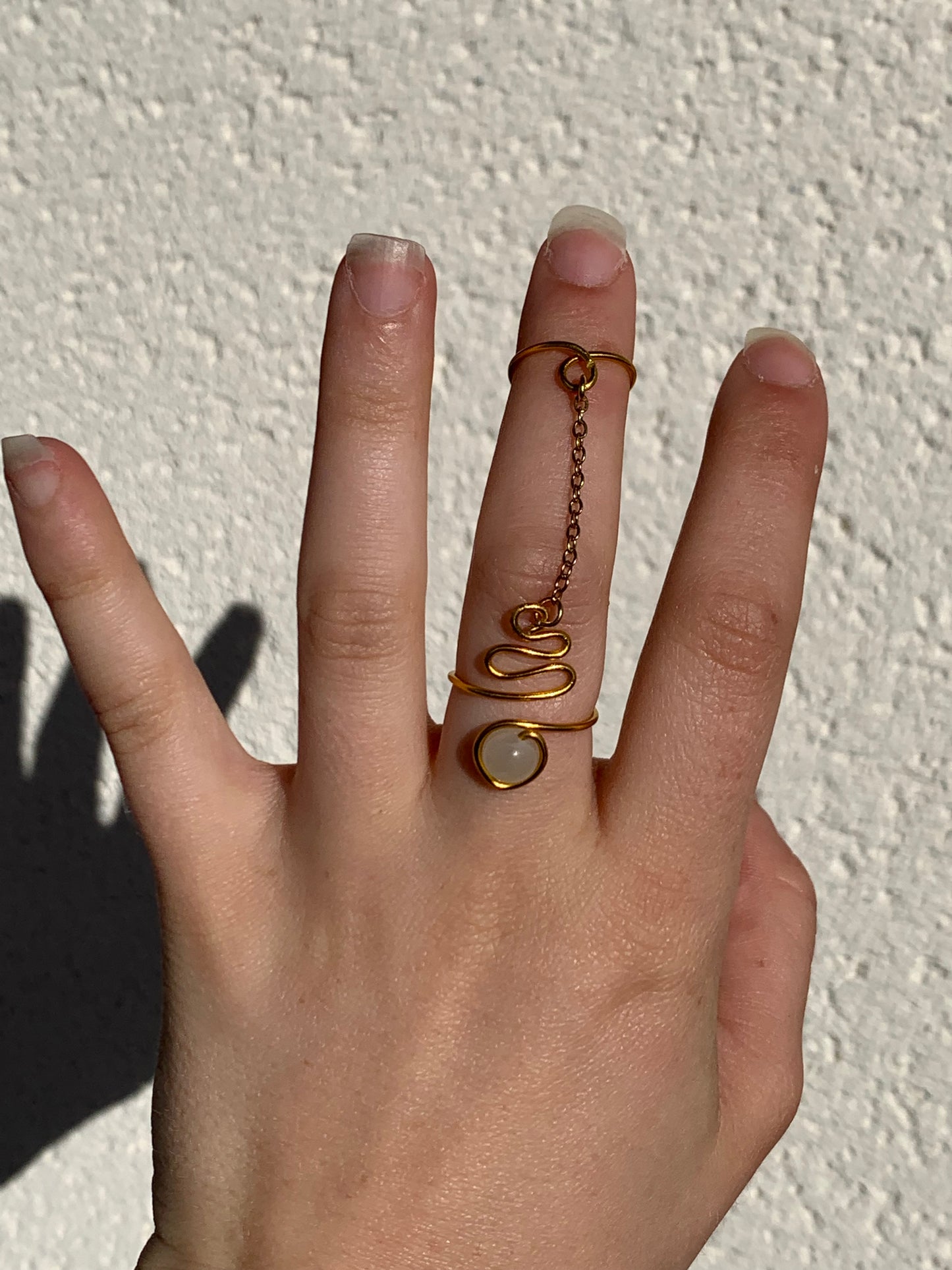 Bague dorée & Pierre de Lune