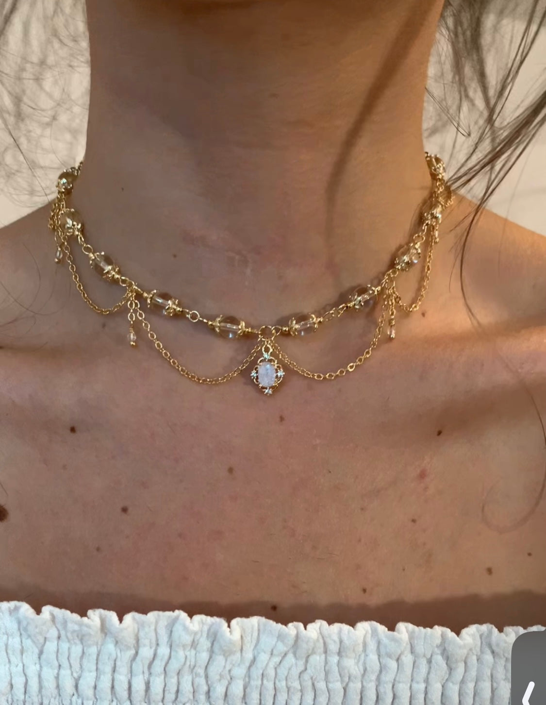 Collier « Barbie » Plaqué or, Quartz rose ou Cristal de roche