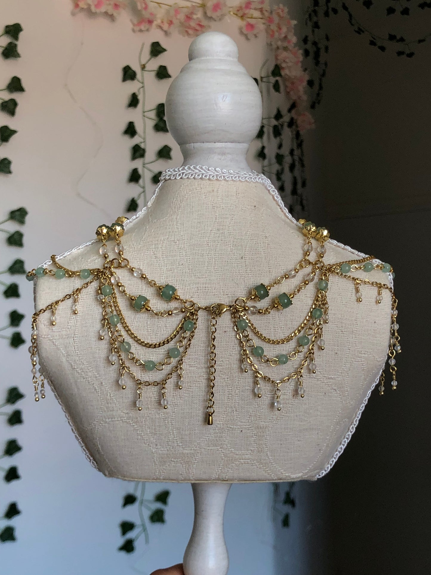 Collier Aventurine verte & Cristal de roche