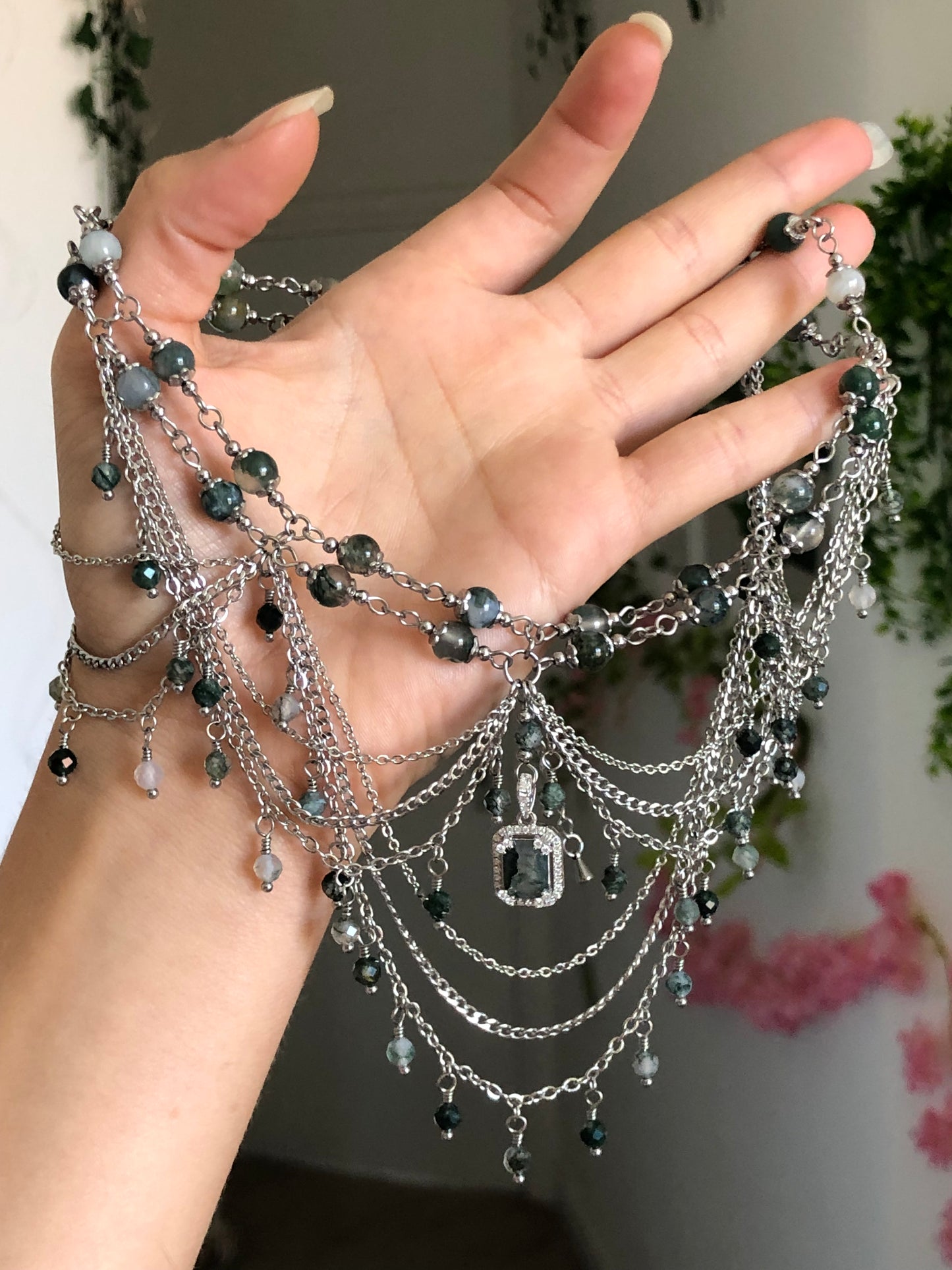 Collier « Déméter » Agate mousse