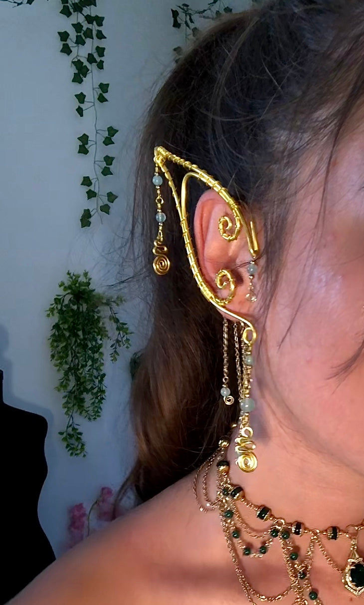 Manchettes d’oreilles Elfiques & Aventurine verte