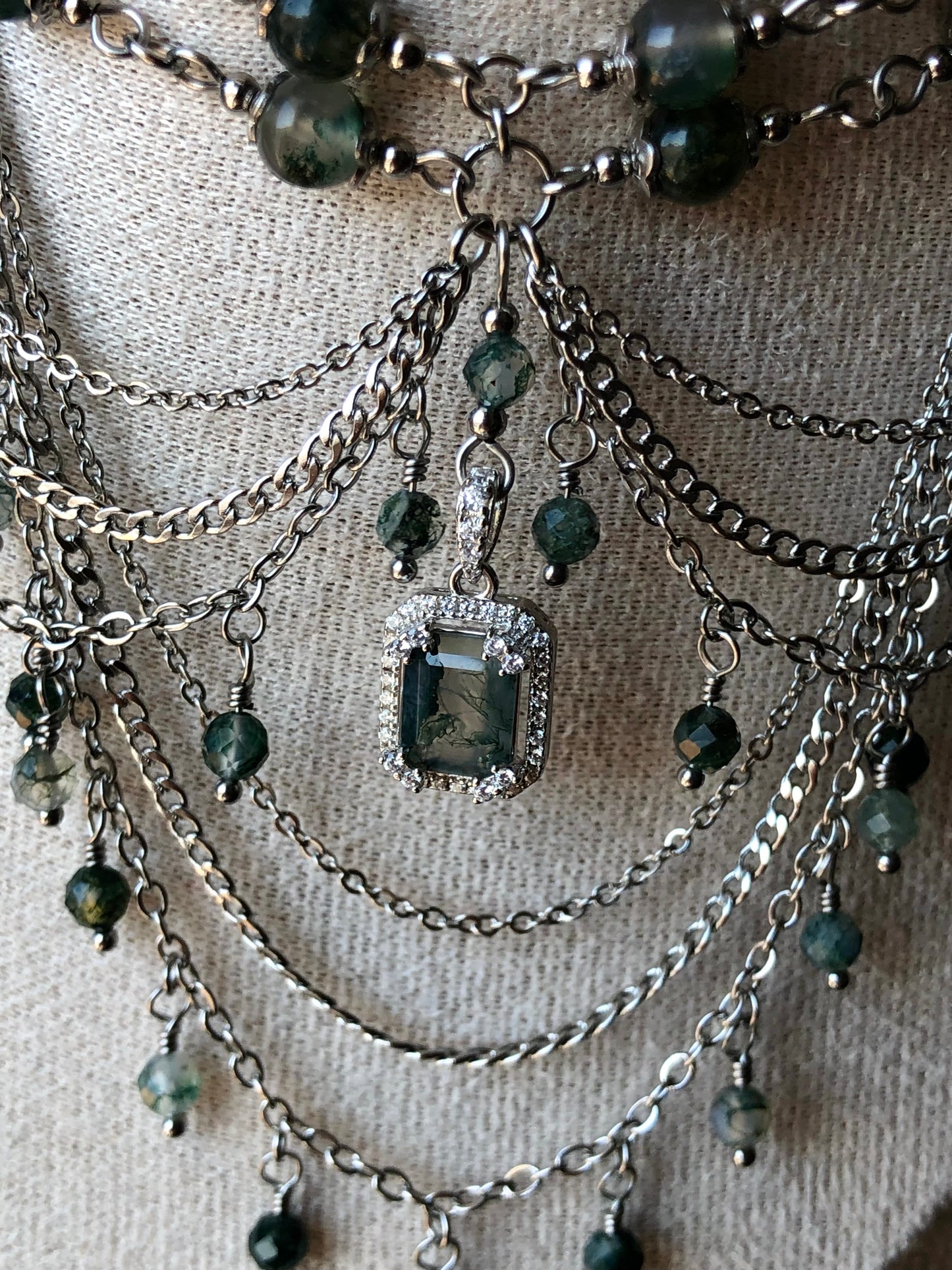 Collier « Déméter » Agate mousse
