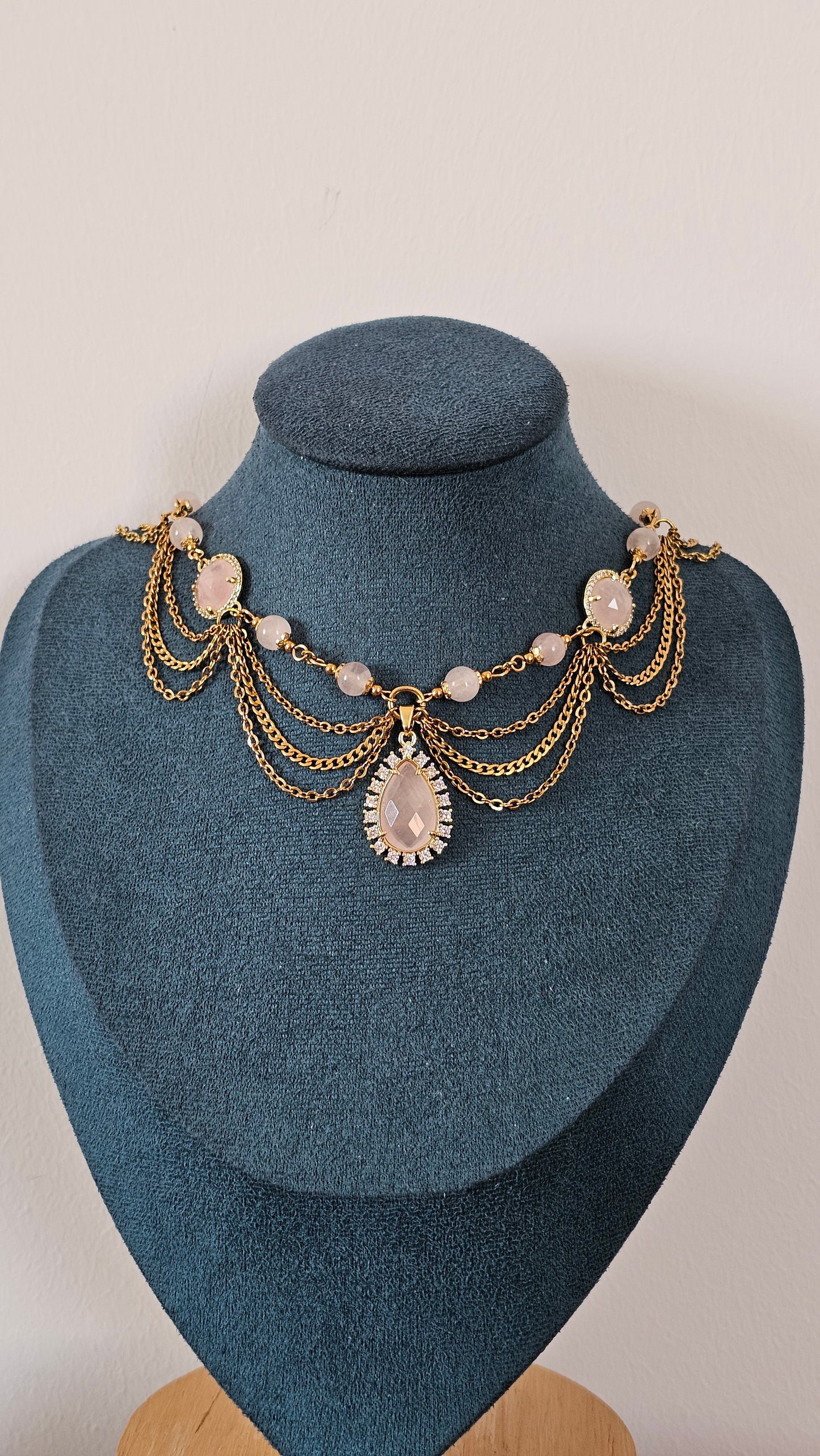 Collier "Barbie" Quartz rose