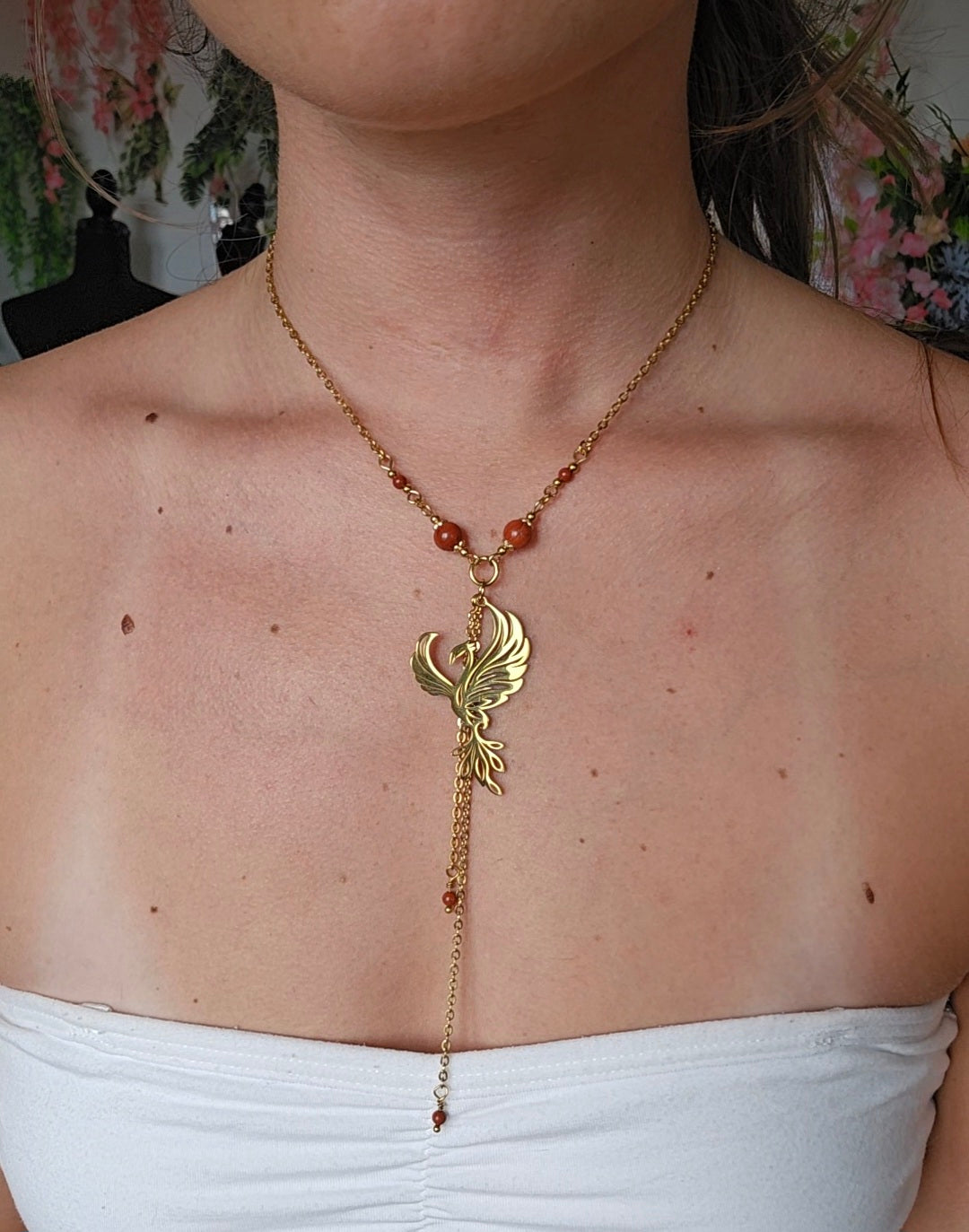 Collier "Phoenix" Jaspe rouge