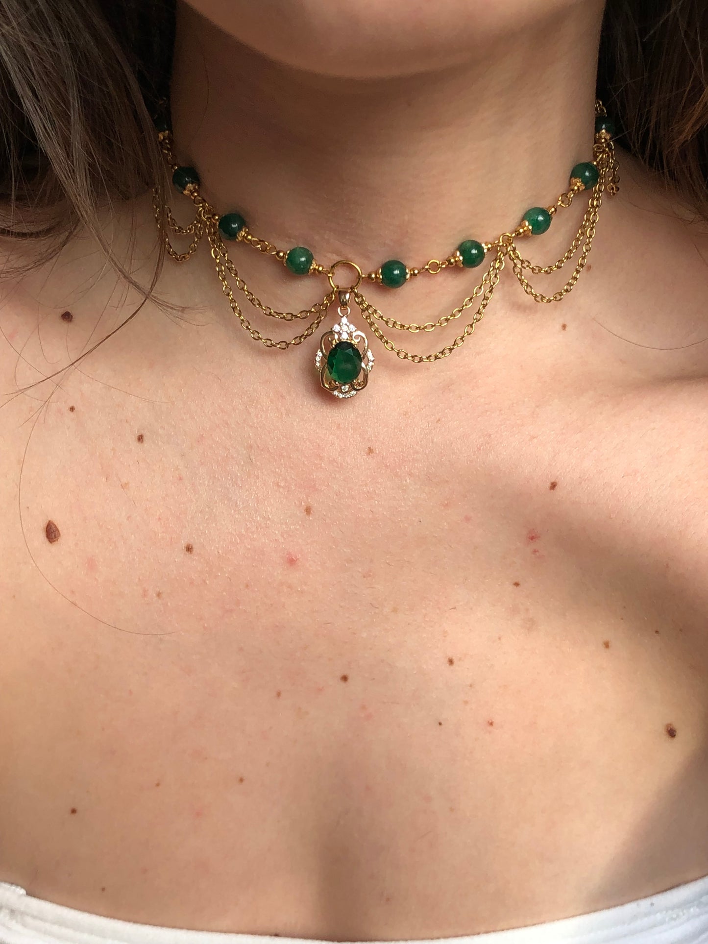 Collier « Siena » Aventurine verte étoilée