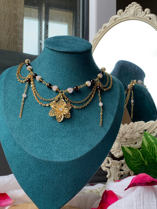 Collier Quartz rose & Grenat