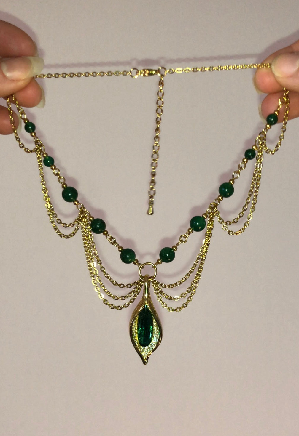 Collier « Alicia » Aventurine verte étoilée