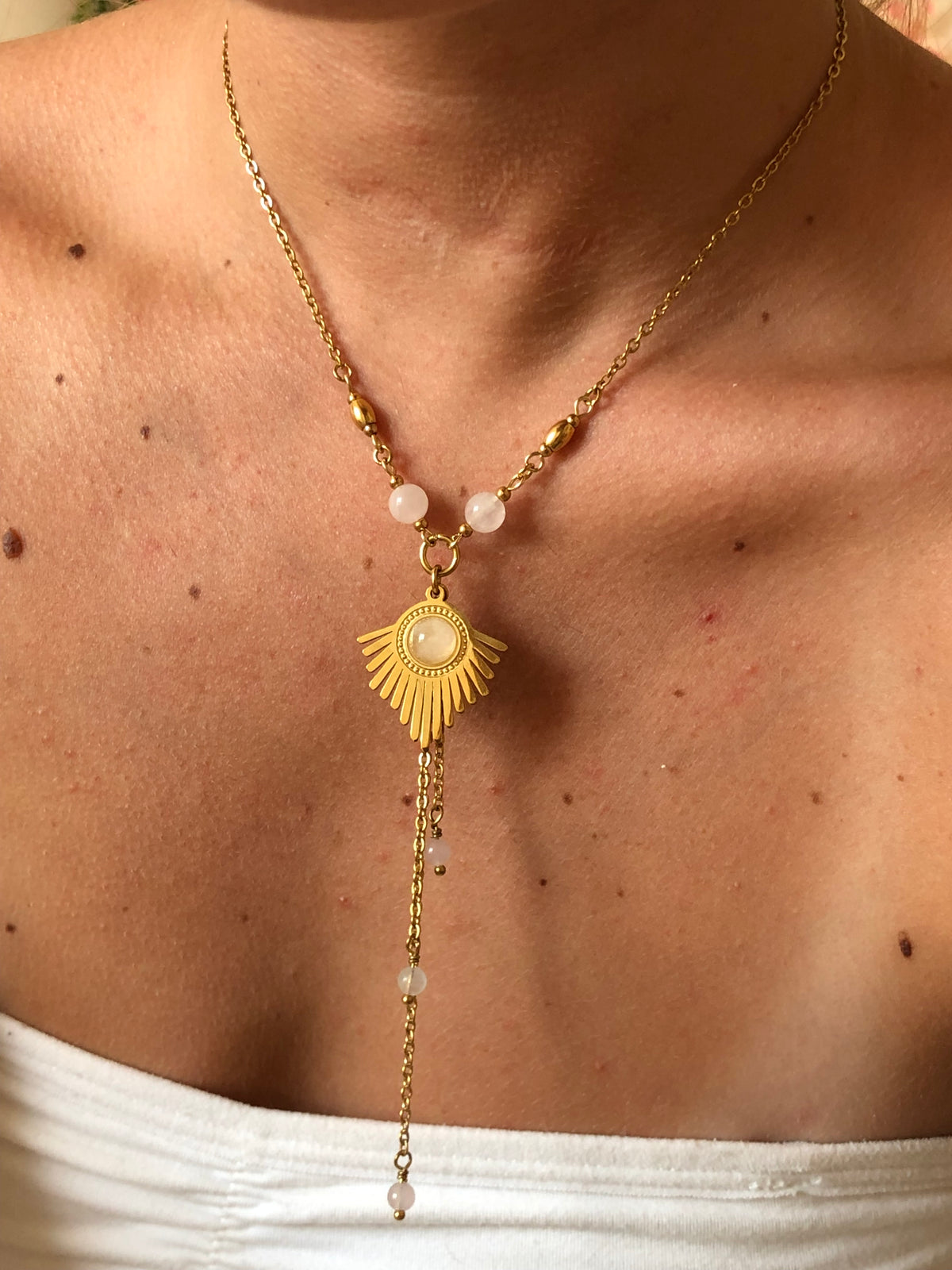 Collier "Ophélia" Quartz rose