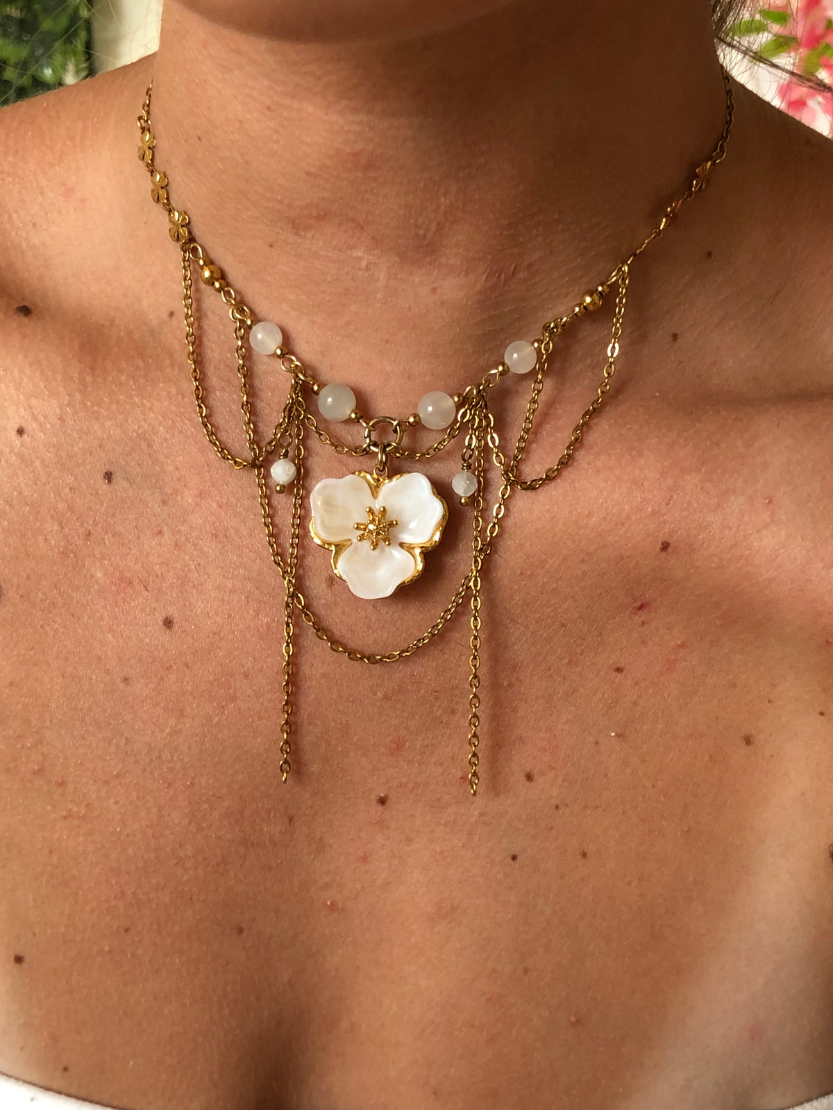 Collier "Hanami" Cornaline ou Pierre de Lune