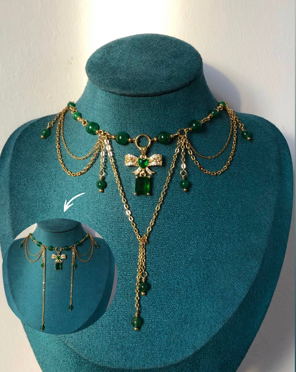 Collier « Marie » Aventurine verte étoilée