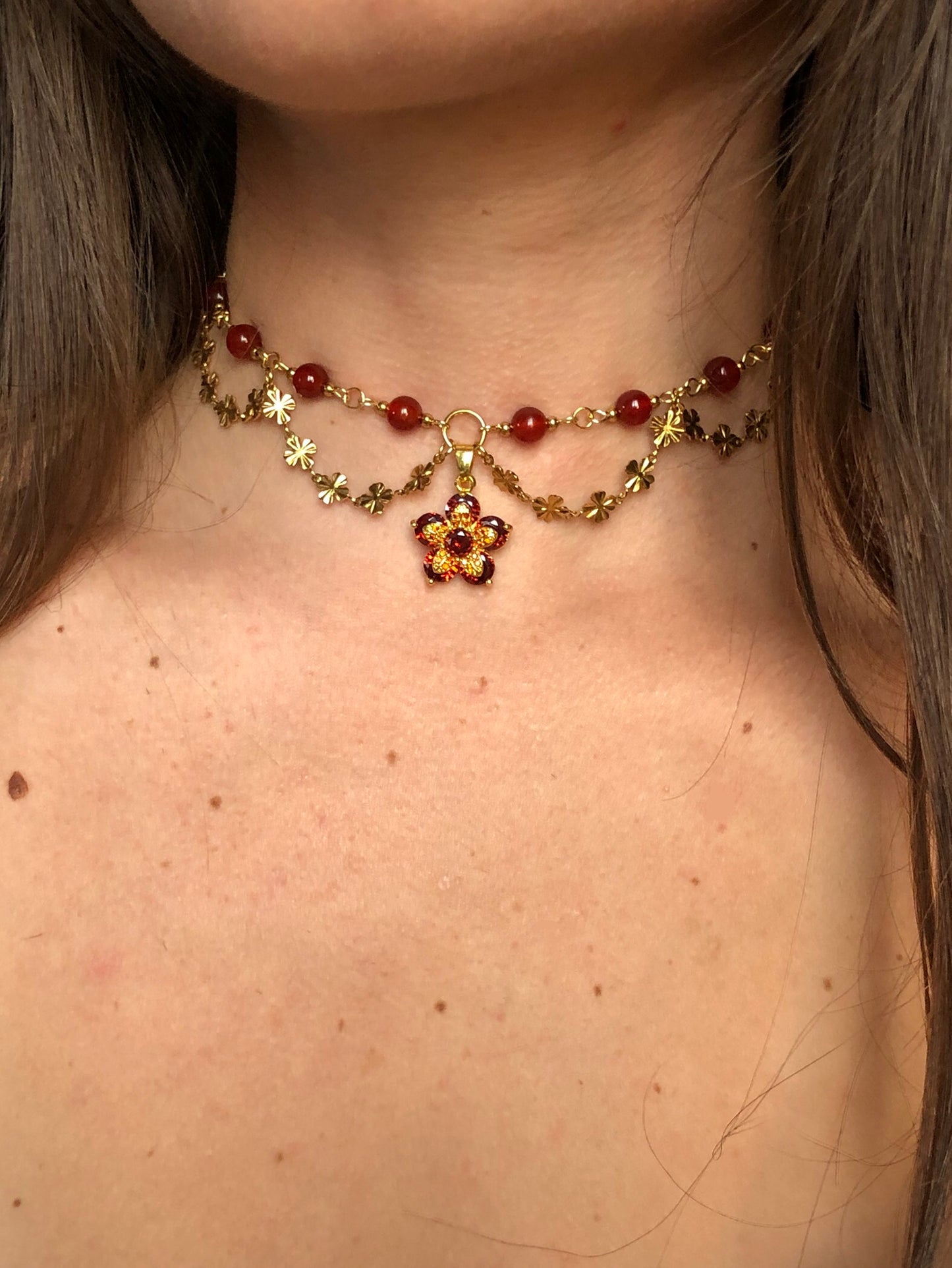 Collier « Maria » Cornaline rouge