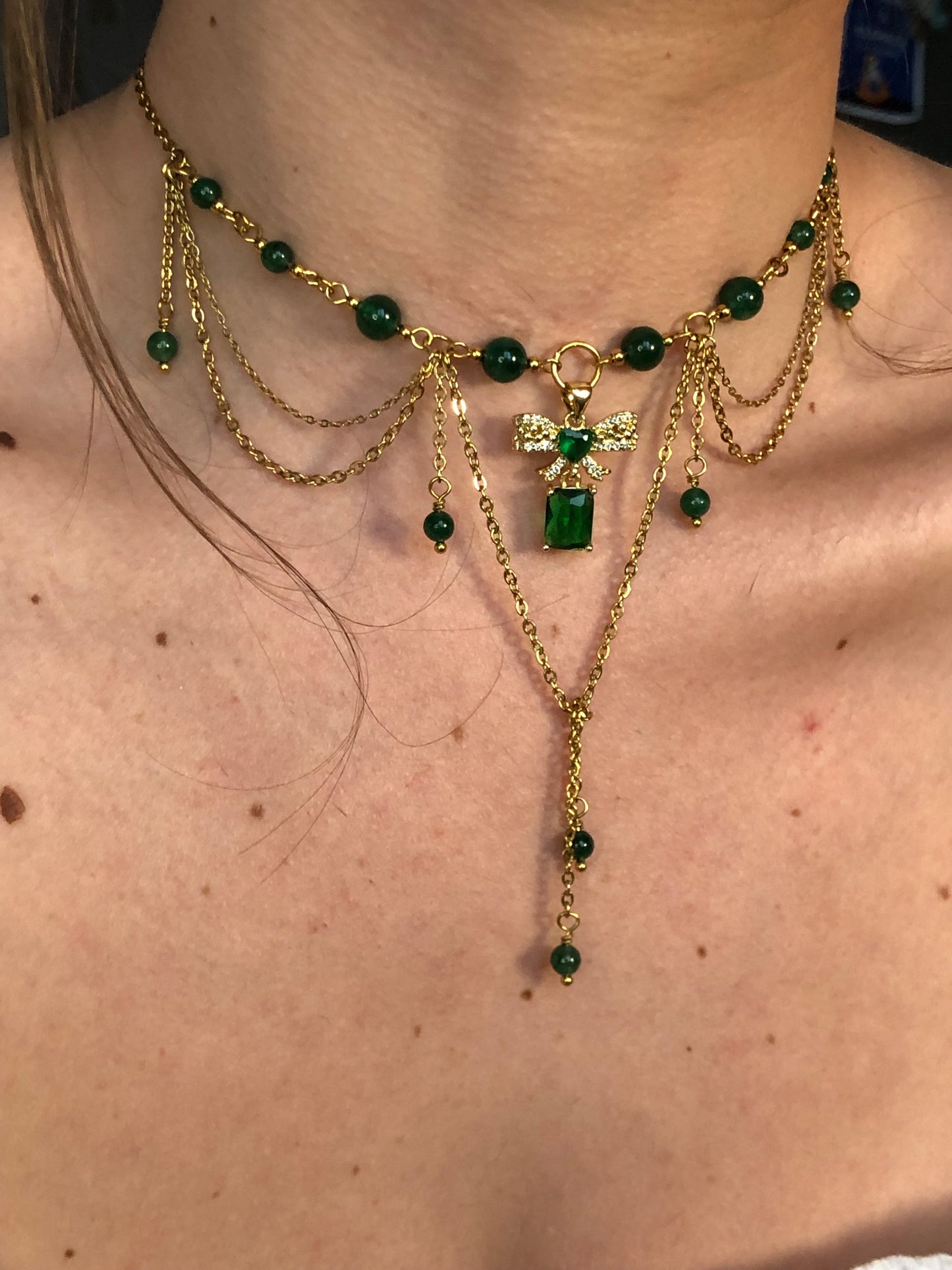 Collier « Marie » Aventurine verte étoilée