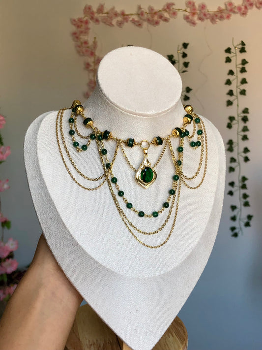 Collier « Muse Impériale » Aventurine verte étoilée
