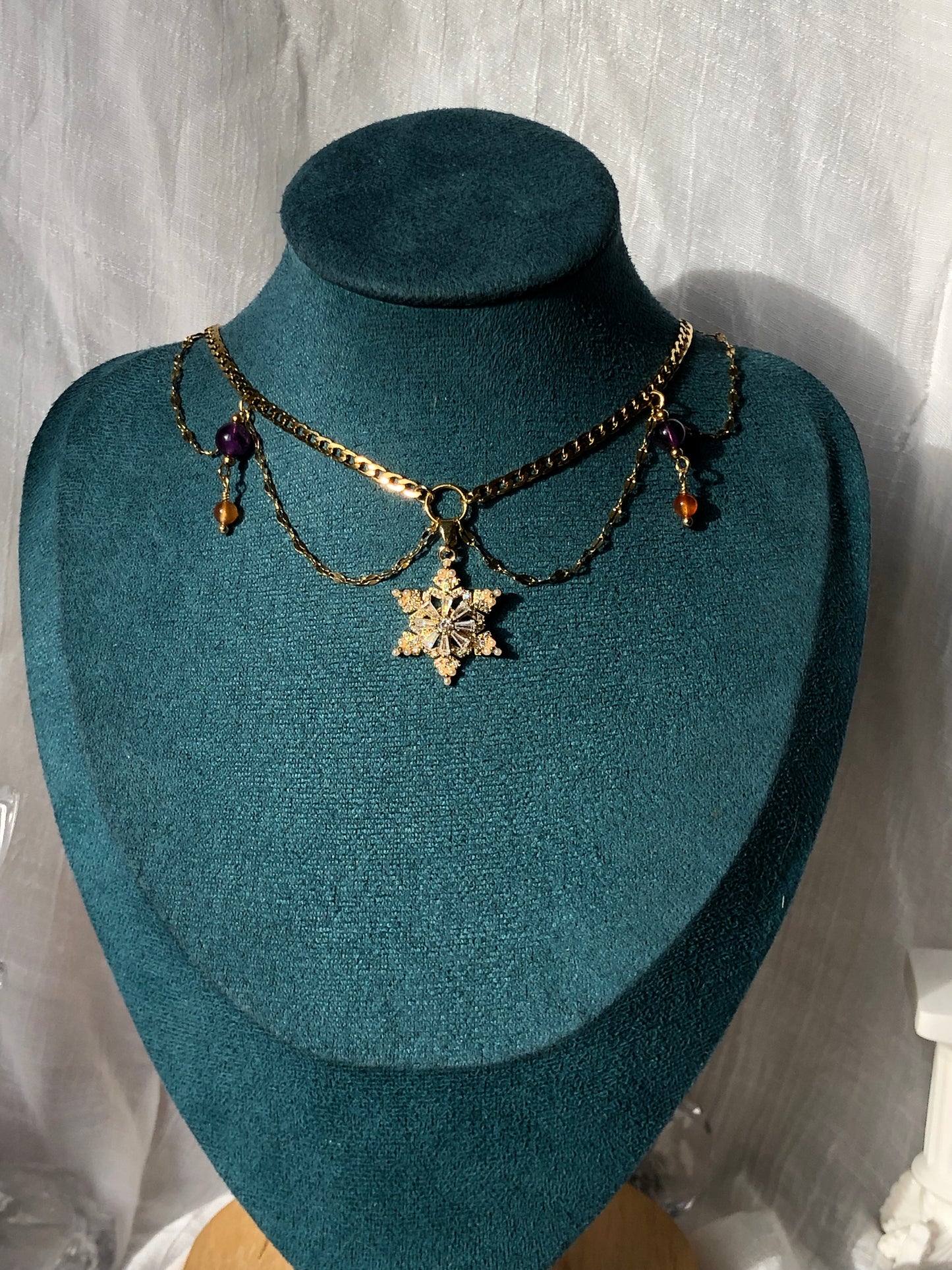 Collier « Anna » Améthyste & cornaline