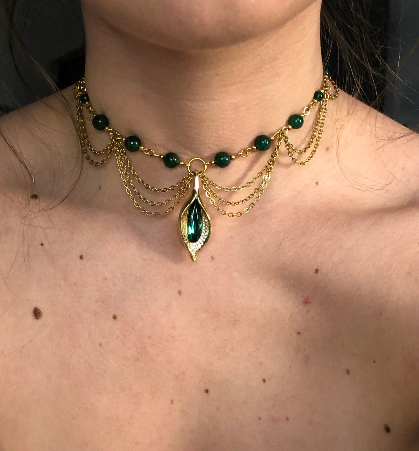 Collier « Alicia » Aventurine verte étoilée