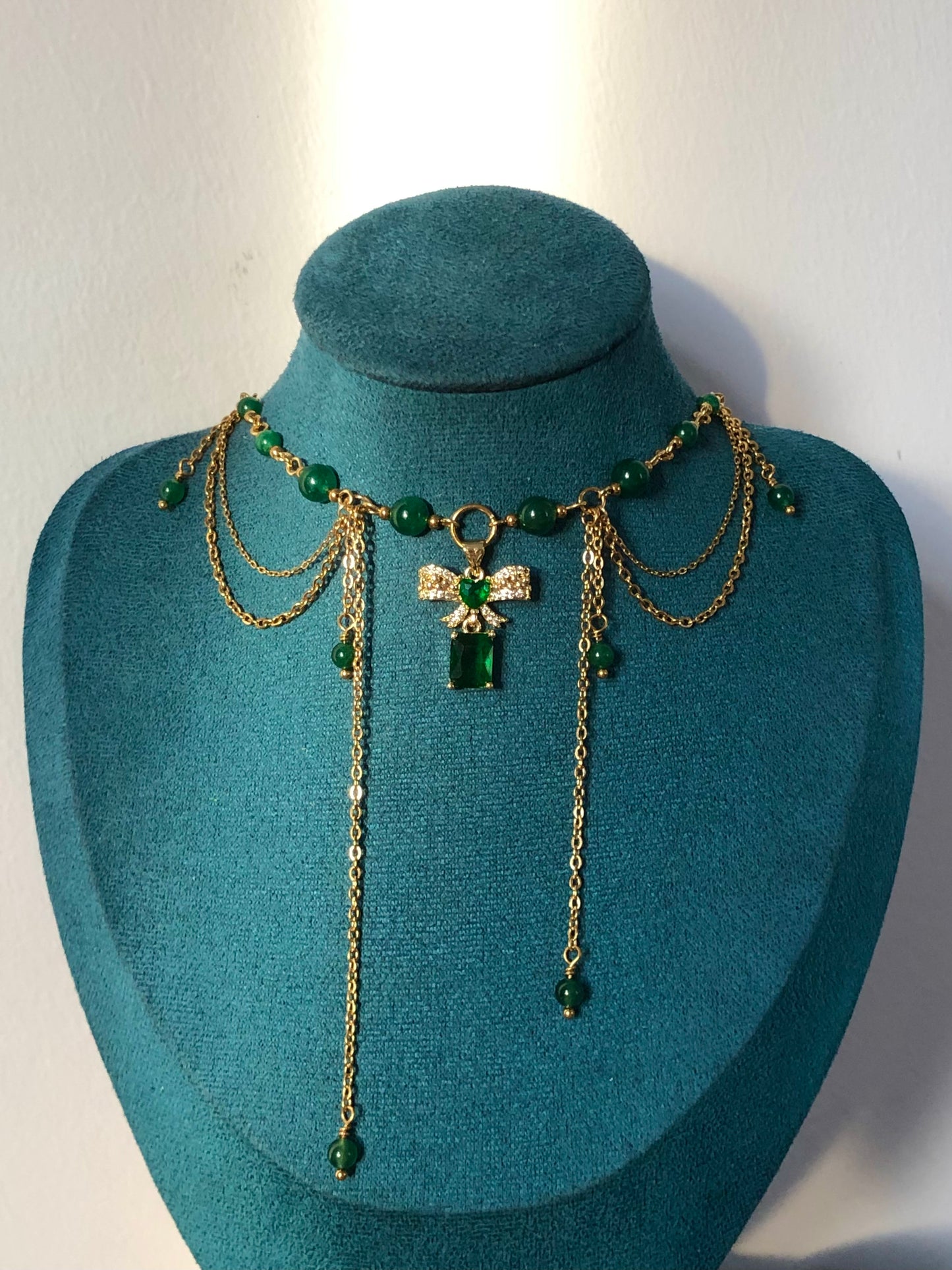 Collier « Marie » Aventurine verte étoilée