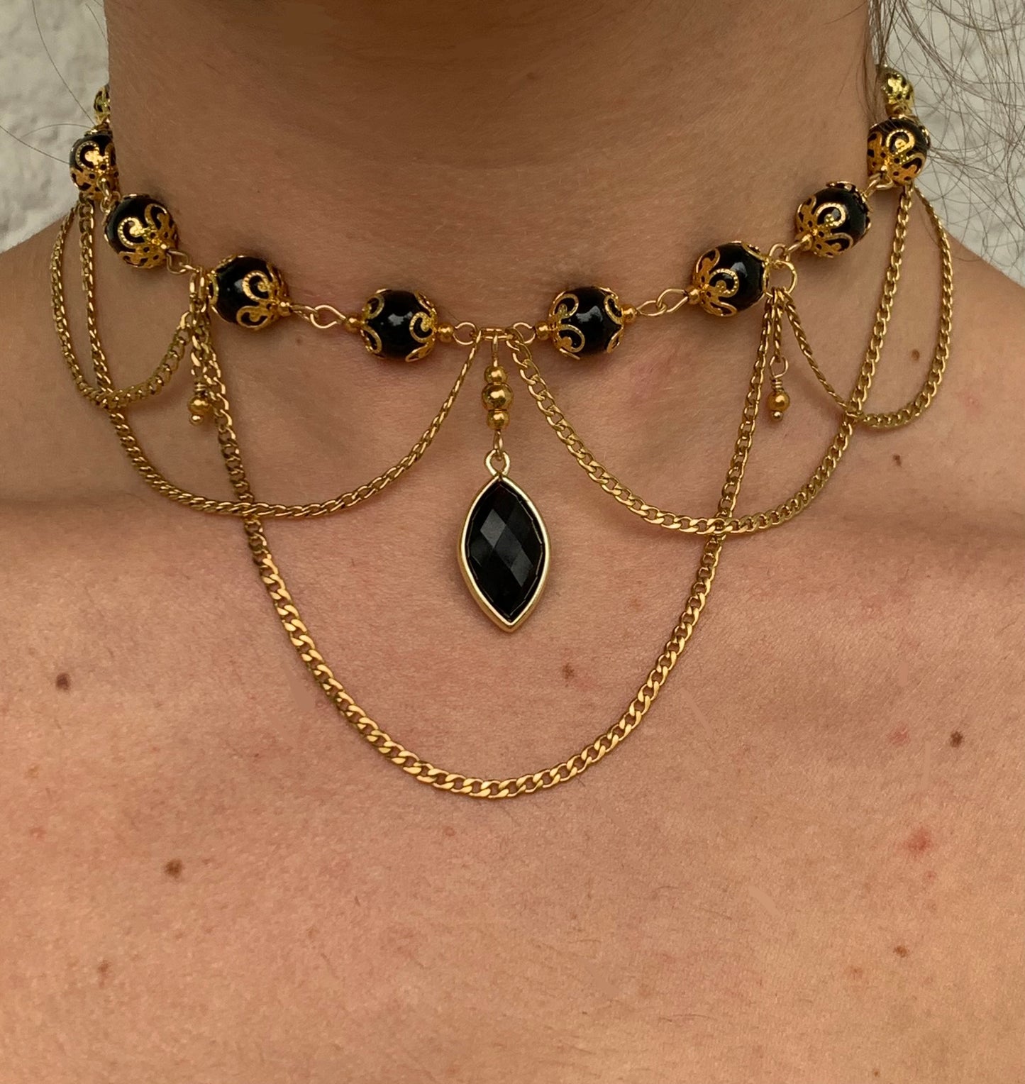 Collier « Maléfique » Tourmaline noir