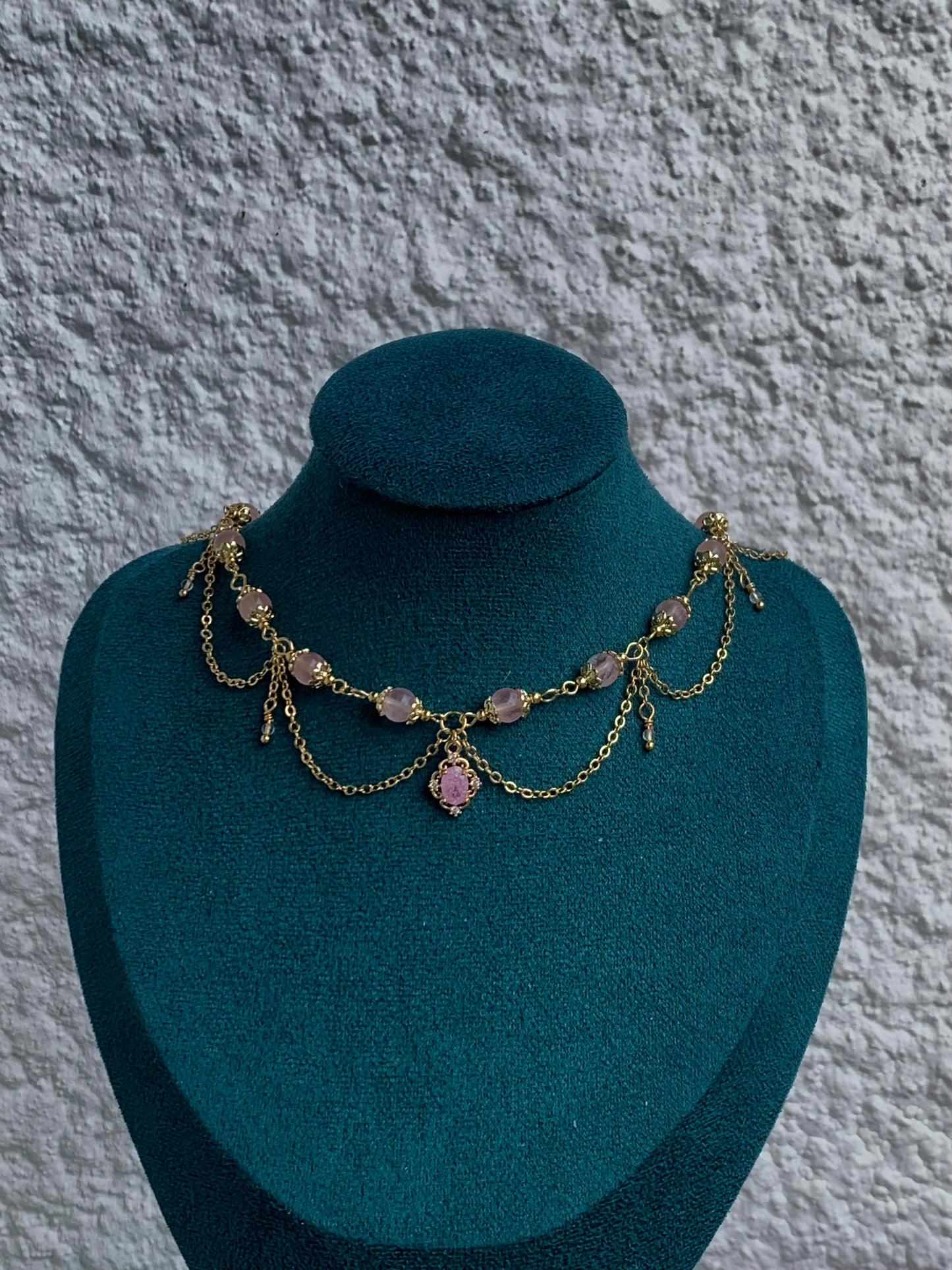 Collier « Barbie » Plaqué or, Quartz rose ou Cristal de roche