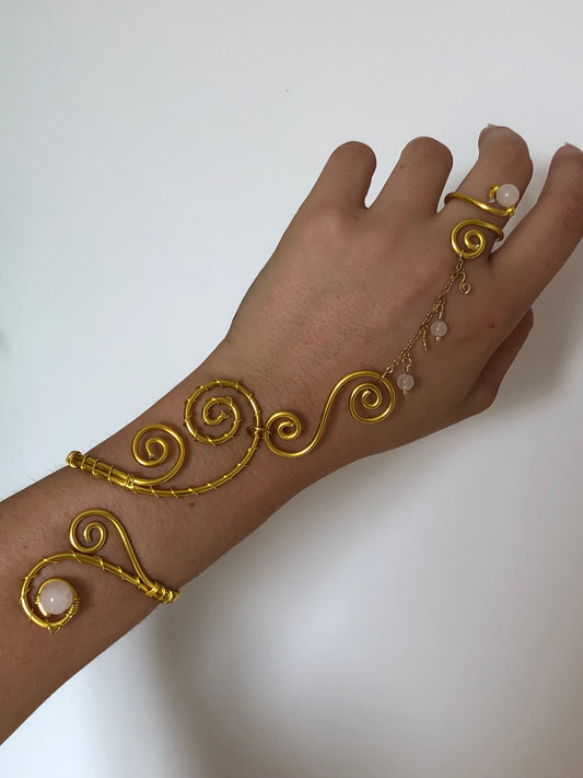 Bracelet/bague Quartz rose