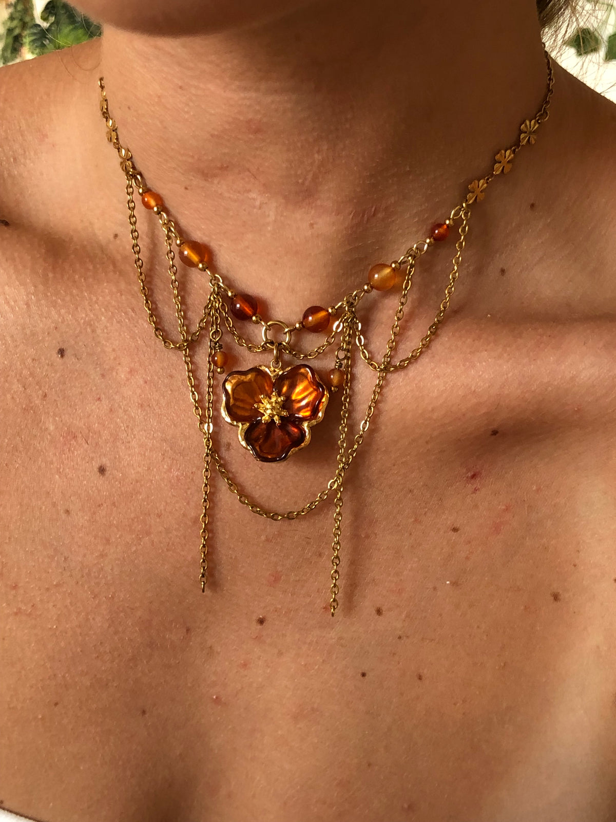 Collier "Hanami" Cornaline ou Pierre de Lune